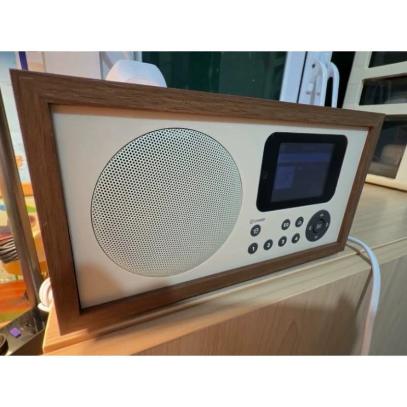 Retro Wooden Radio with Remote Control, Customizable Alarm Clock, Bluetooth 5.0, USB Port, Plug-in Version for Home Use