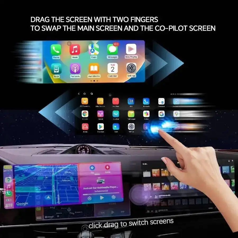 Dual 12.3inch Screen Car Radio Carplay For Benz GLA CLA  A 2015-2019 NTG 4.5 5.1 Interactive Display Android13 Multimedia Player