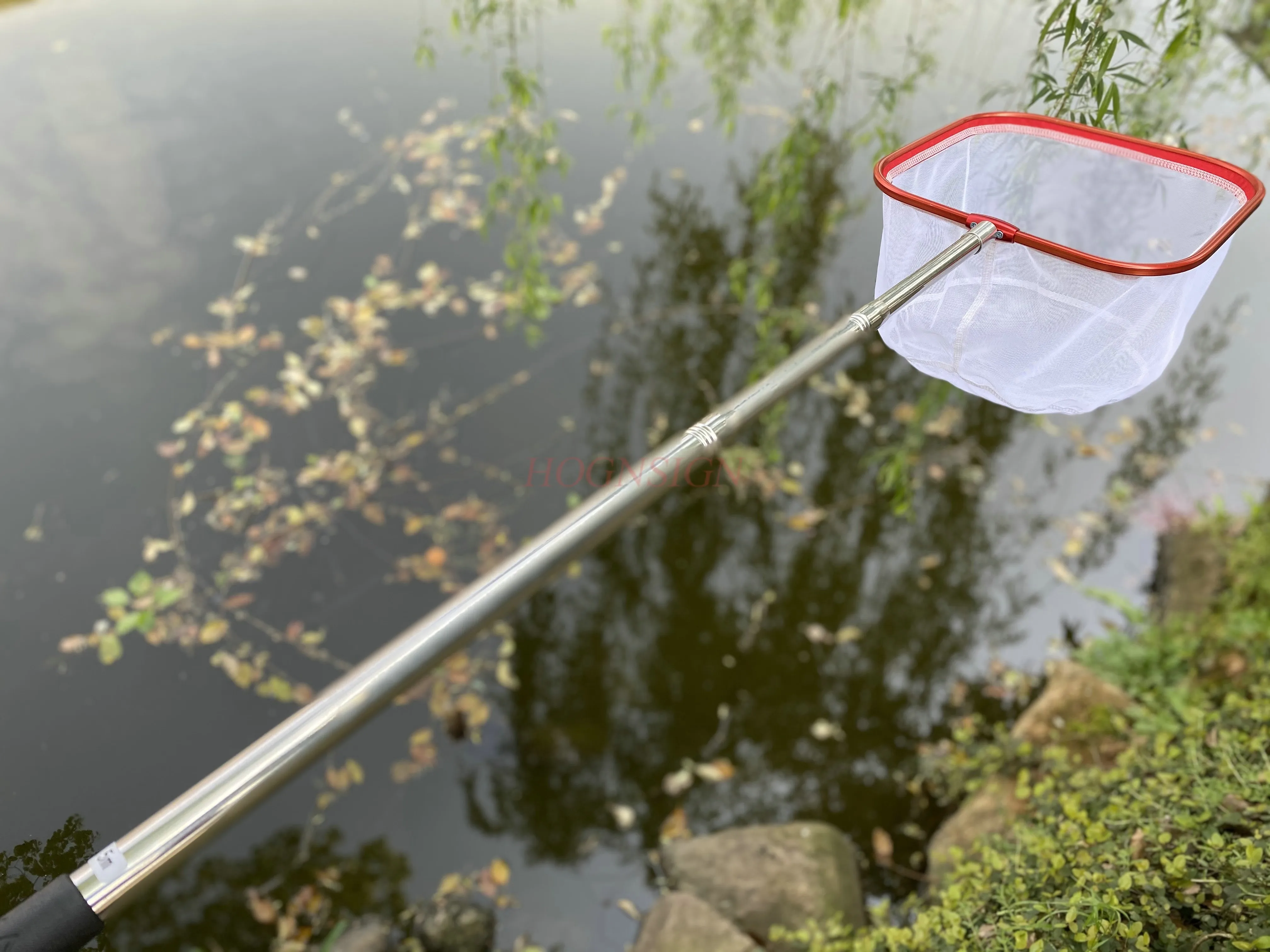 Rete da pesca telescopica per bambini, pulizia dell'acquario, borsa da pesca, laghetto per pesci, rete quadrata a foglia