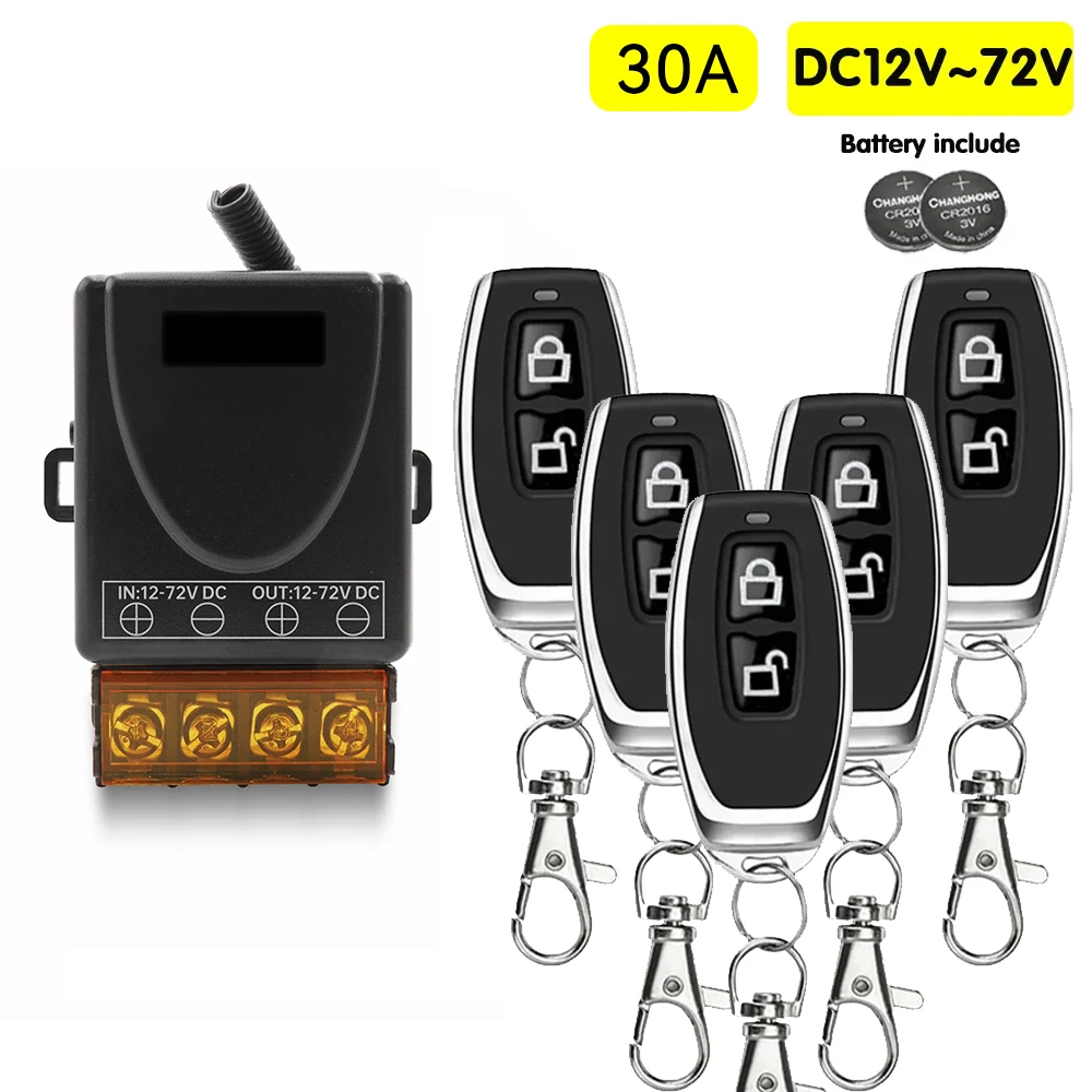 433 Mhz DC 12 V 24 V 36 V 48 V 30A Relais Drahtlose Fernbedienung Schalter RF ON OFF Sender für Warmwasserbereiter Pumpen Lichter Lampen