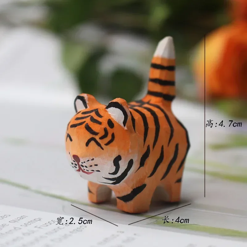 Cartoon Cute Small Animal Desktop Decoration Crafts Innovative And Practical Handmade Wood Carving Cat Ornament