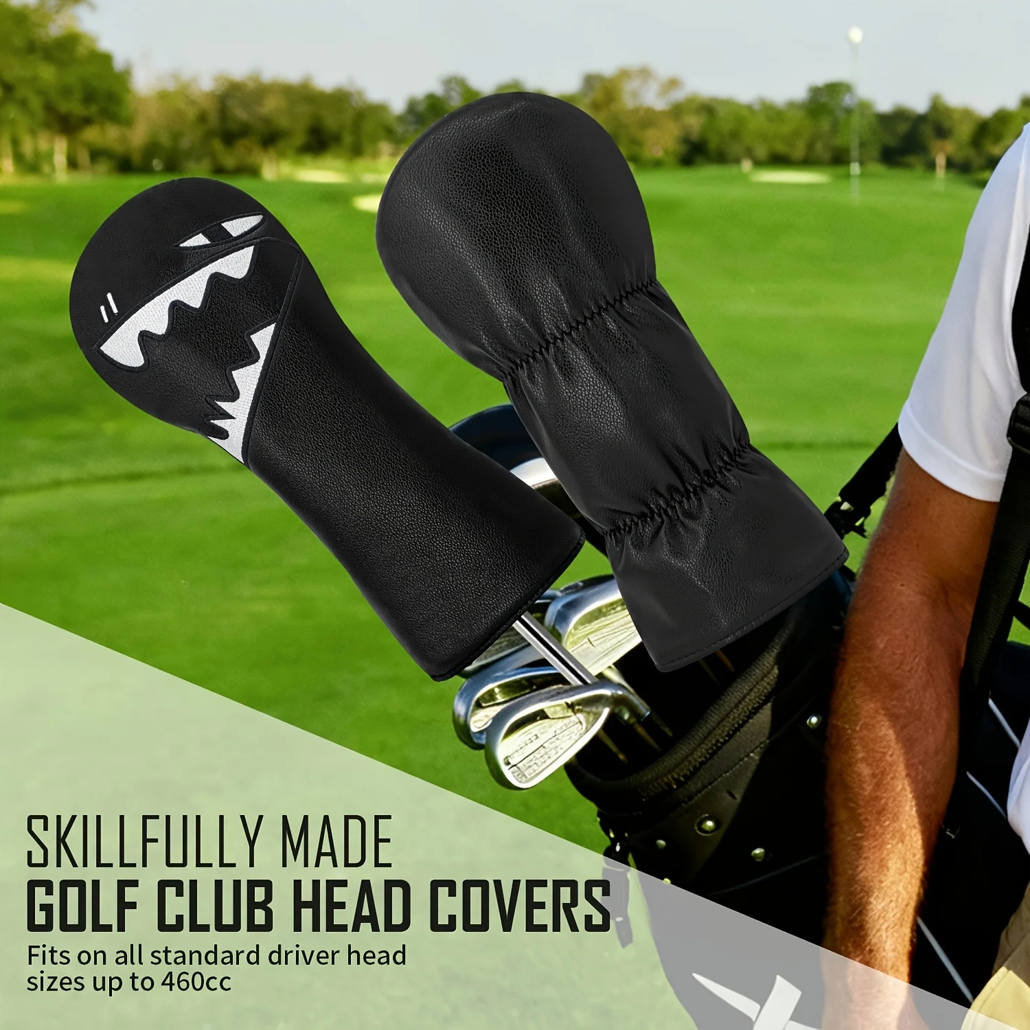 Shark Fun Design Golf Club Cover, 1pc/3pcs Set, Fairway Wood and Hybrid Club Head Protector, Comfortable and Durable，
