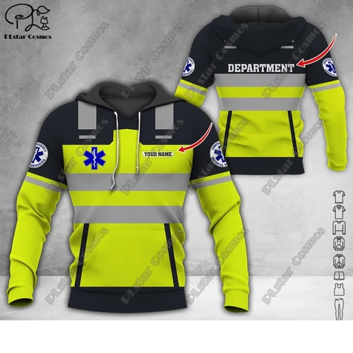 Nombre personalizado EMS uniforme de servicio médico de emergencia Sudadera con capucha con estampado 3D calle mujeres hombres jersey/sudadera/sudadera con cremallera A9