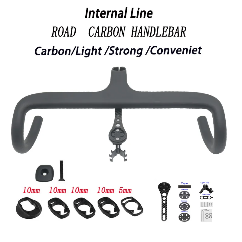 

Carbon Fiber Road Handlebar Carbon Fiber Handlebar Carbon Fiber Integrated Handlebar Built-in Cable Bicycle Accessories