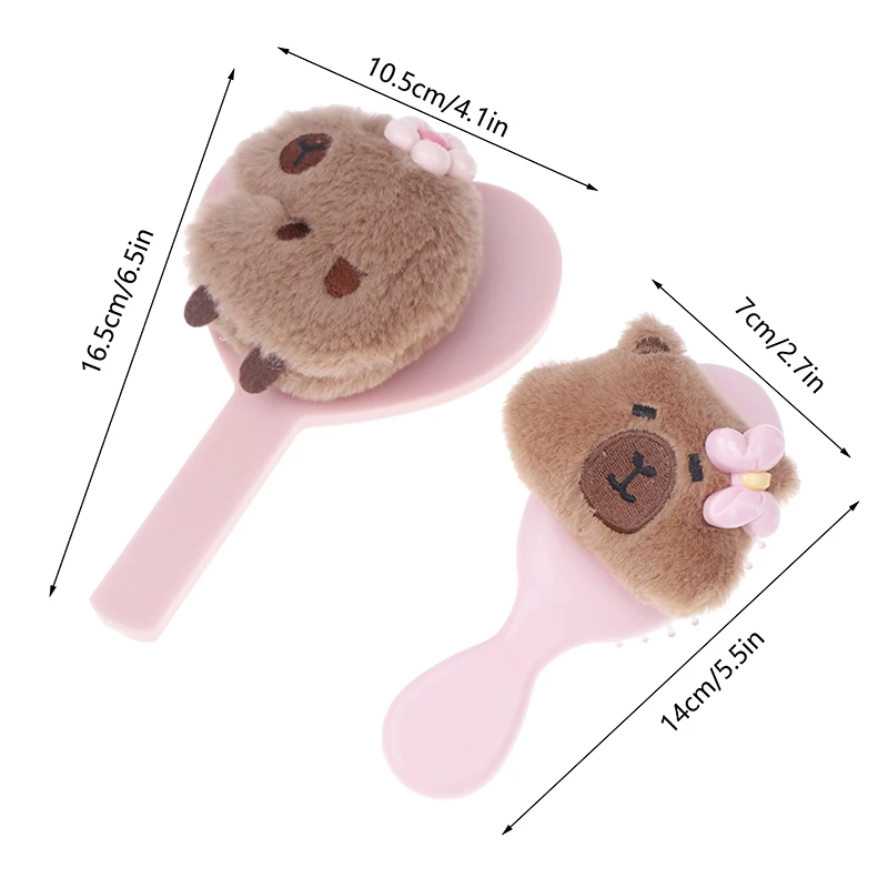 مشط وسادة هوائية محمول ، مرآة كابيبارا لطيفة للسيدات ، مشط تدليك الرأس للفتيات ، ملحقات التصميم للأطفال