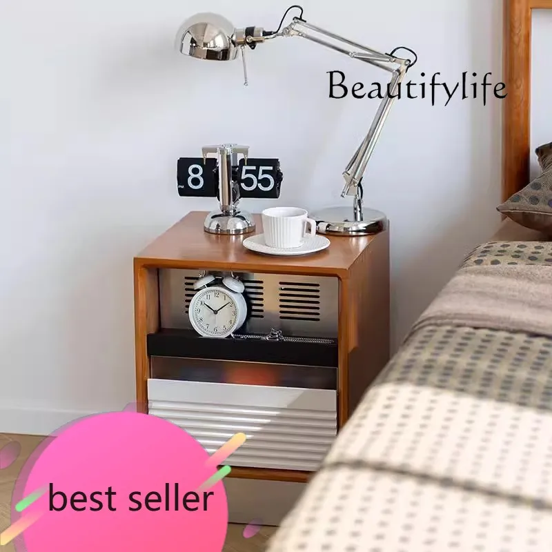 

NEW Medieval cherry wood bedside table Small apartment bedside table Retro solid wood bedroom storage locker