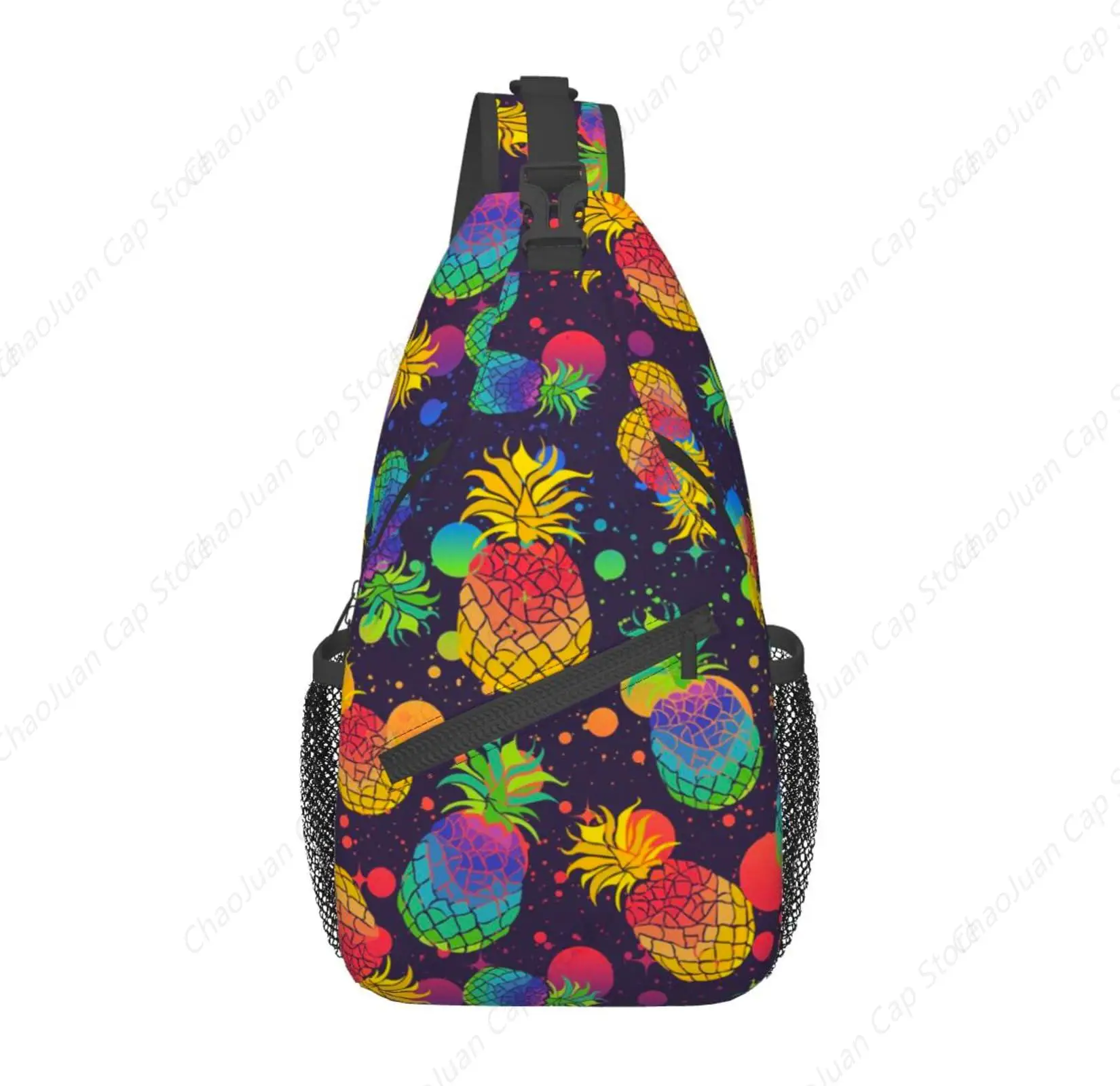 

Cool Pineapple Rainbow Splash Print Unisex Crossbody Sling Backpack | Travel Hiking Sport Casual Daypack