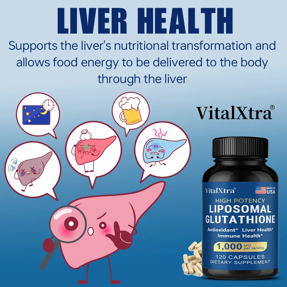 Premium Liposomal Glutathione Supplement 1000 Mg - Antioxidant, Cell Protection, Cleansing, Liver, Brain, Vitality, and Defenses
