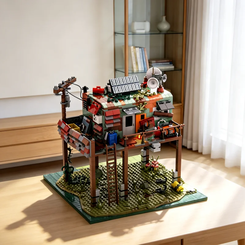 1588pcs MOC Post Apocalyptic Survivors Trailer Castle Model Building Blocks Construction Toy Christmas Gift Brick Collection