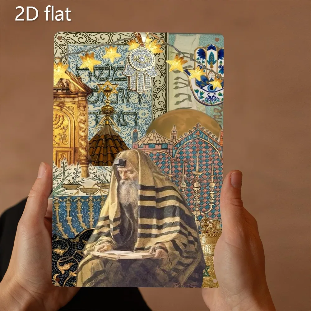 CIFBUY Art mural vintage en aluminium avec inscription « Vieil Juif lisant », 8x8 pouces, panneau métallique imperméable pour décoration intérieure et extérieure