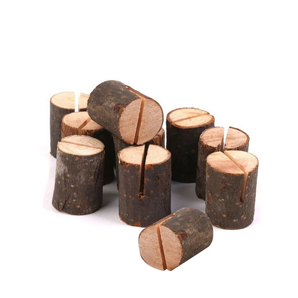 

12 Pcs Wooden Pile Number Clip Clamp Menu Holders Bamboo Baby Memo Stand