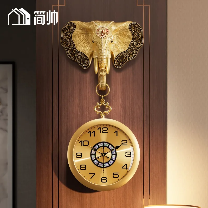 Modern light luxury brass wall clock living room Nordic simple silent wall clock creative home fashion quartz clock