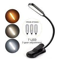 Rechargeable Book Mini 7 Led Level 3 Warm Cold White Flexible Clip-on Night On Reading