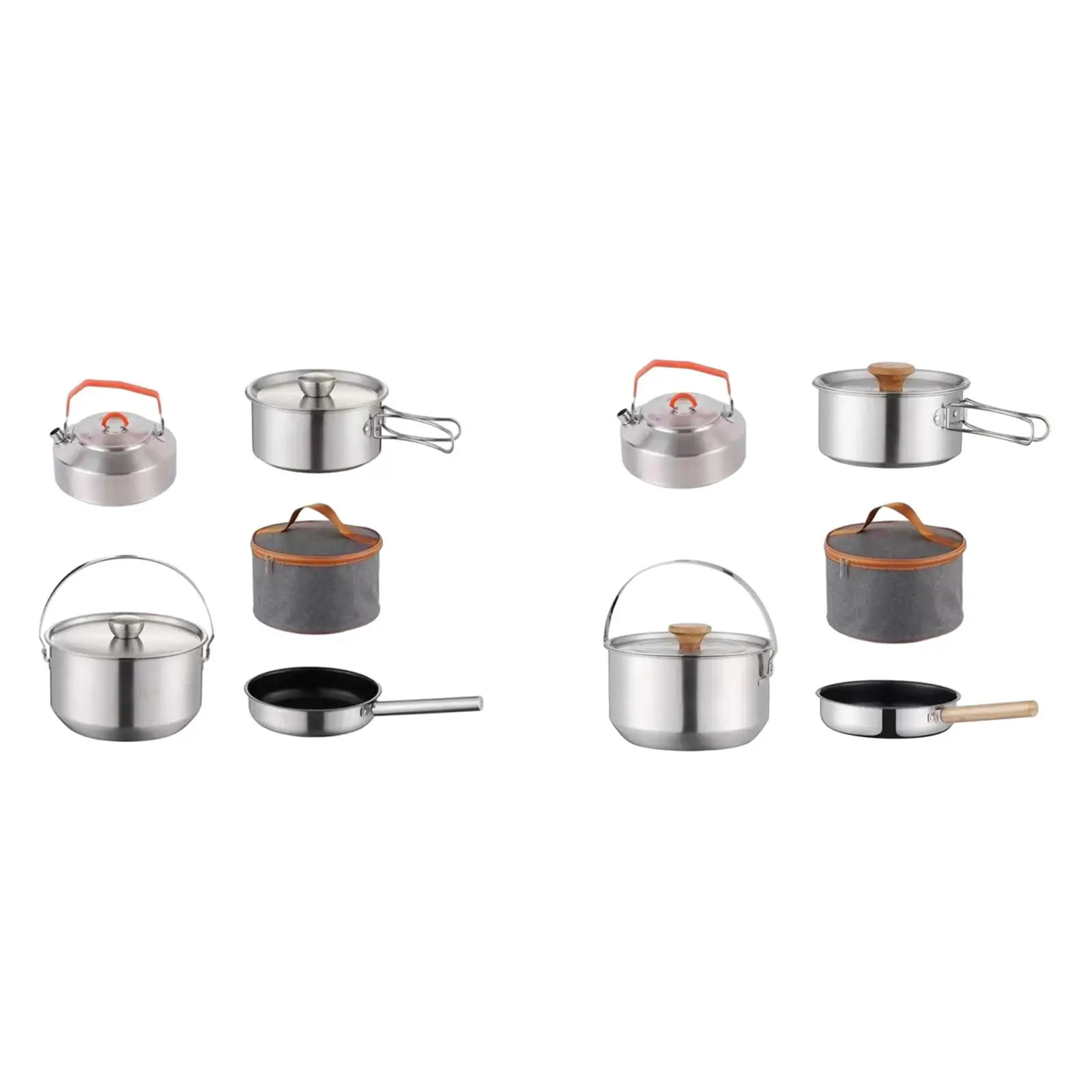 Camping Cookware Kit Cooking Set Frying Pan Hanging Pot Cookset with Kettle for