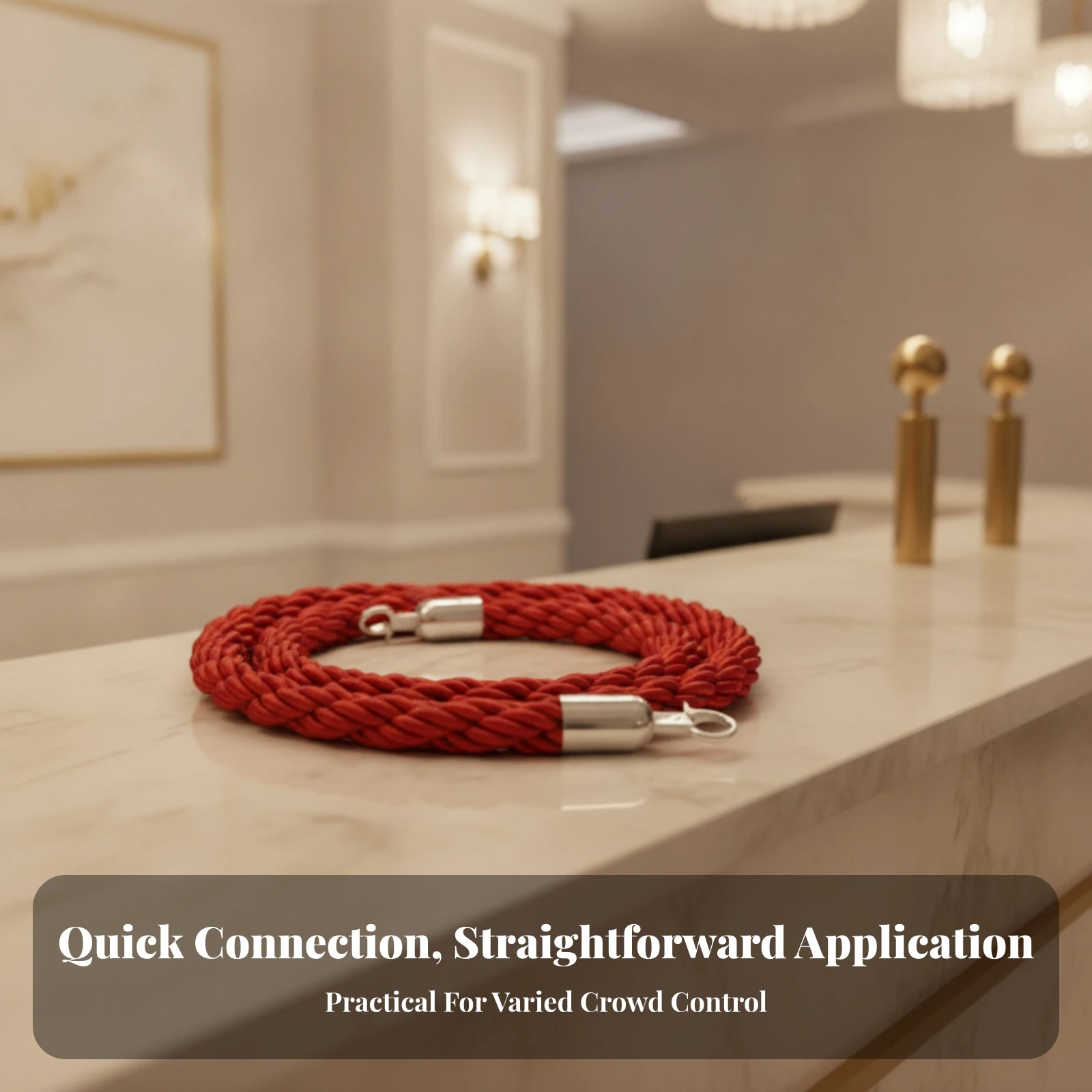 Braided Rope Barrier Decorative Stanchion Rope Metal Clips Twisted
