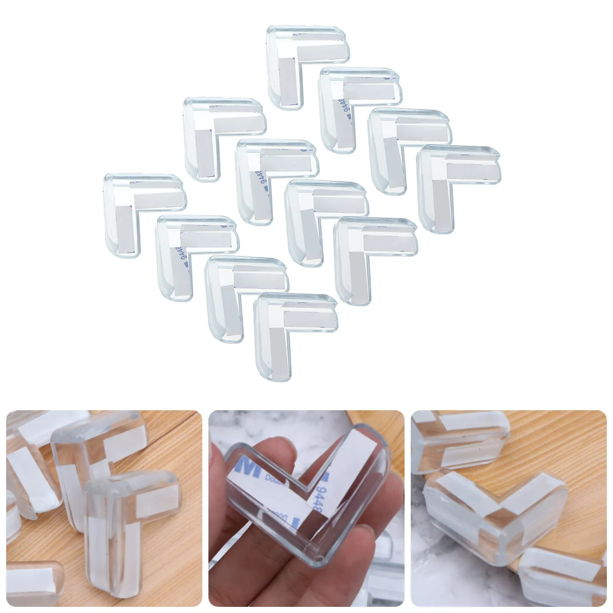 12Pcs Baby Safety Corner Protectors L-Shaped Double Layer Anti-Collision Guards for Furniture Table Bed Stair Kids Child