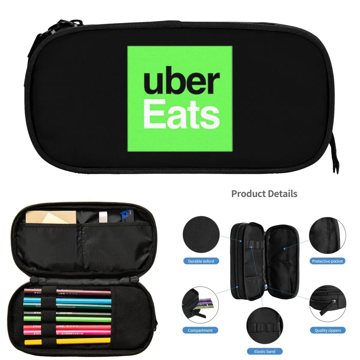 Ubereats مقلمة للطلاب صندوق القلم المدرسية حقيبة أقلام رصاص سعة كبيرة حقيبة أقلام رصاص تخزين لوازم القرطاسية