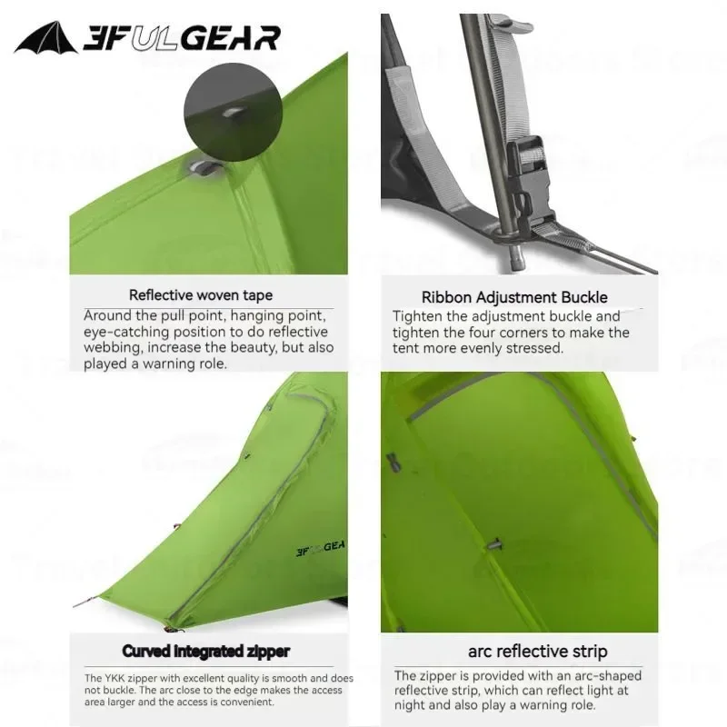 3F UL GEAR ZhengTu1 Hiking Portable Ultralight 1.5KG Tent Outdoor Camping Tourist 1 Person Waterproof Large Space Tent 15D Nylon