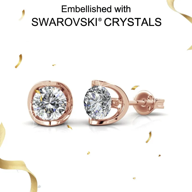 

Daisini блестящие серьги-гвоздики Rount Cut с кристаллами Сваровски, стерлинговое серебро 925 пробы для женщин и девочек, маленькие ювелирные изделия, повседневные серьги