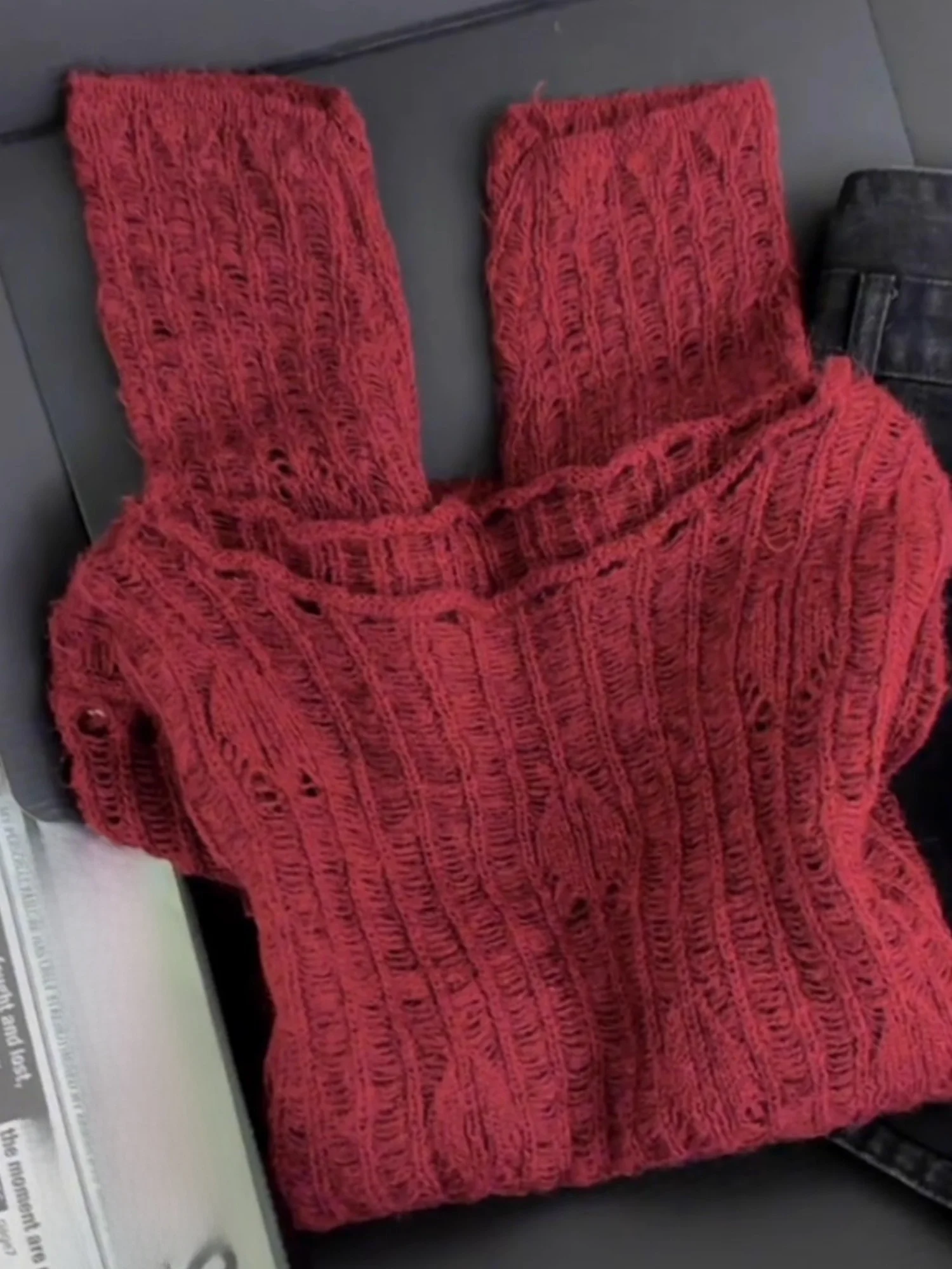 Koreanische Sle aushöhlen Weiß Strickwaren Frauen Herbst High-End-Sensation Fleisch Conceal Abnehmen Vielseitig Super Schöne Lange...