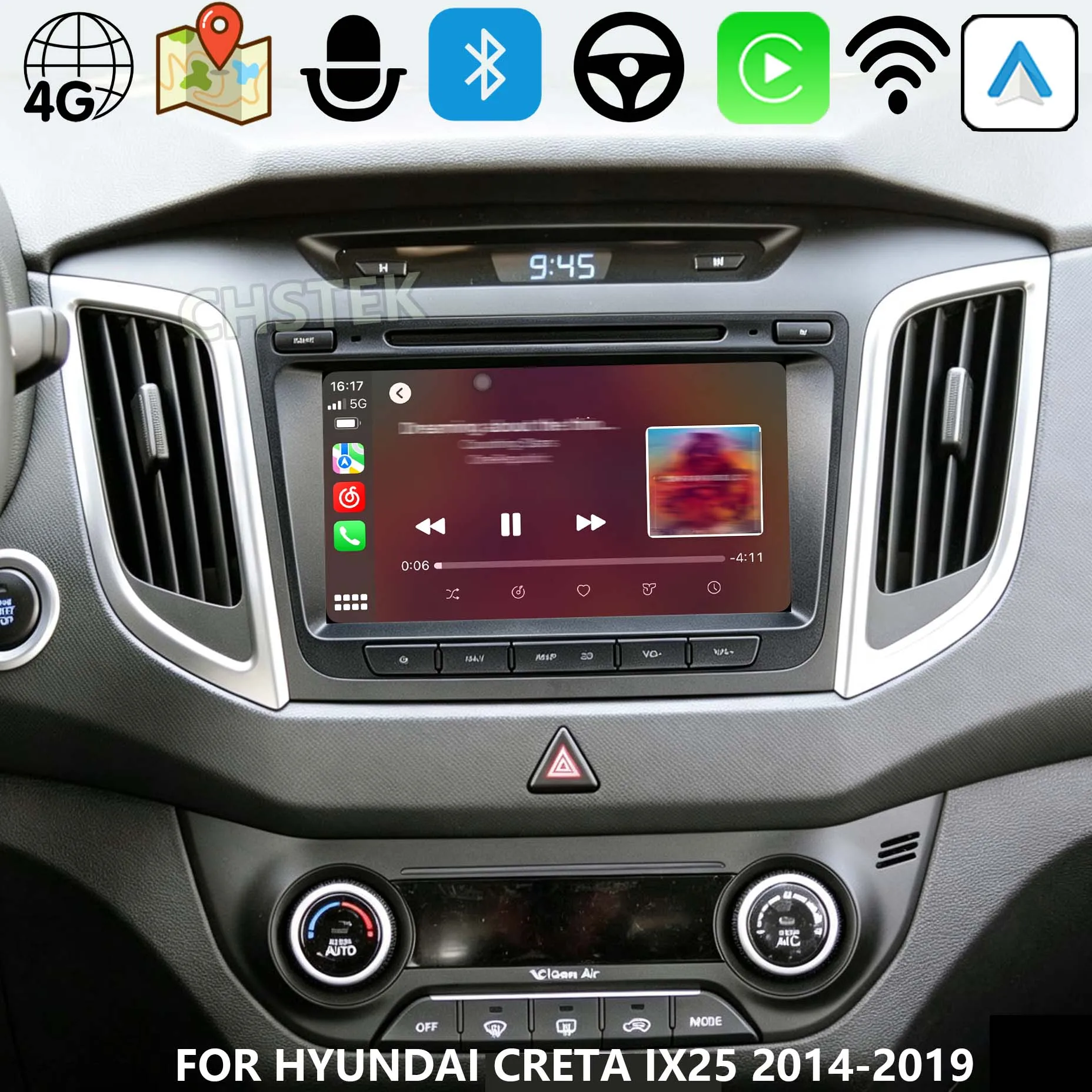 CHSTEK Android 14 Car Radio For Hyundai Creta IX25 2014-2019 Carplay Navigation 4G WIFI RDS GPS Autoradio Multimedia FM Stereo