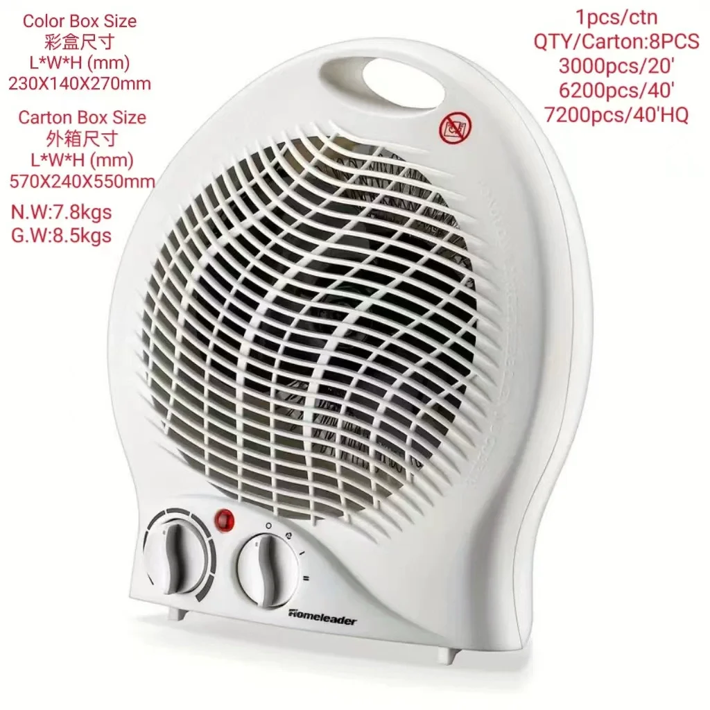 Heater Electric Fan Heater 3-Speed No-Shake Household Mini Vertical Fan Heater EU Plug