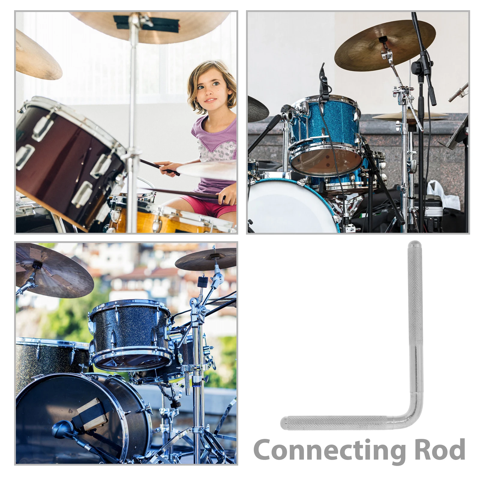 

Cowbell Stand Bells Holder Extension Rod Bracket Shaped Arm Metal Fitting Connecting Rods for Drums Clamp