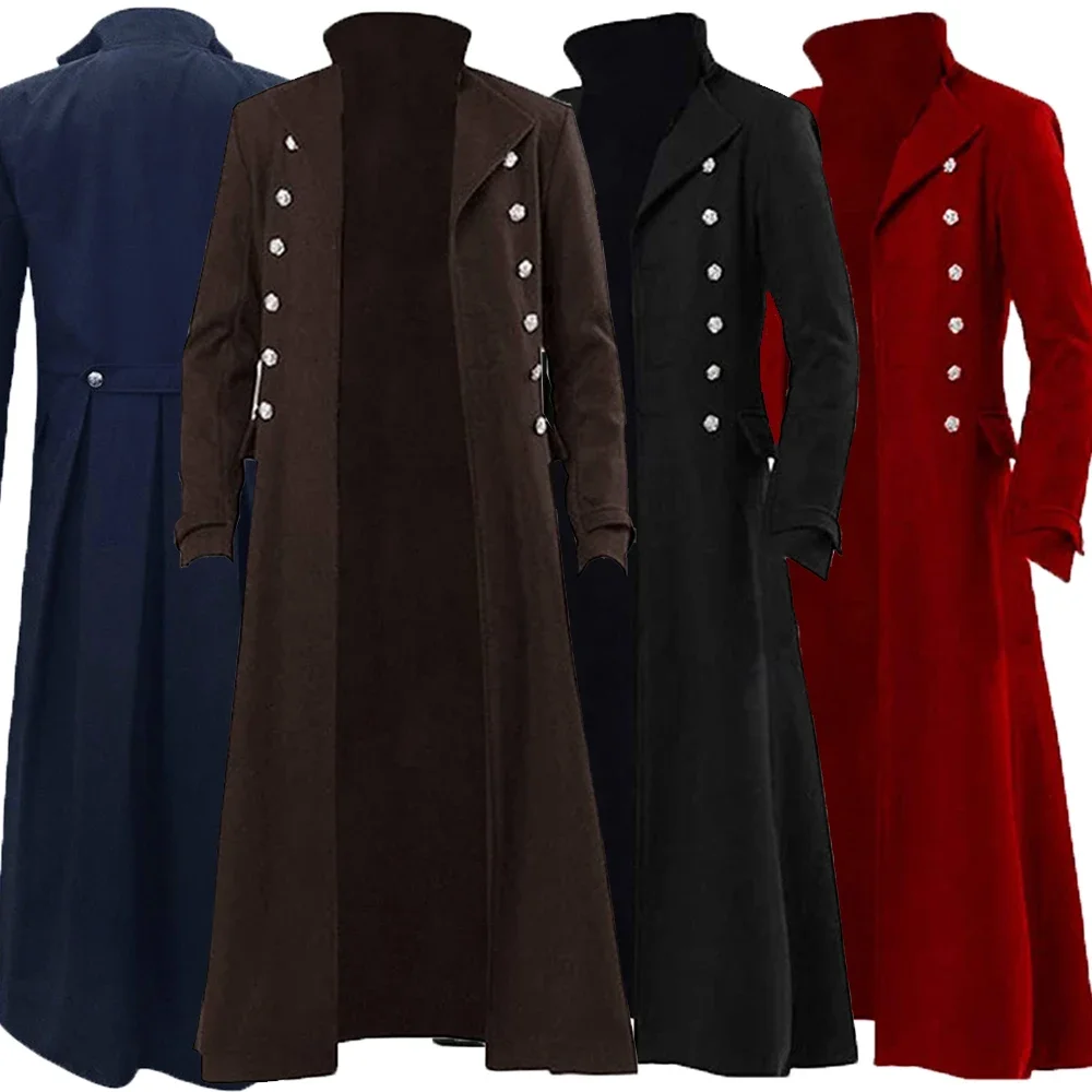 

Medieval Renaissance Costume Men Steampunk Vintage Trench Coat Gothic Long Coat Man Victorian Carnival Party Cosplay Costume 5XL