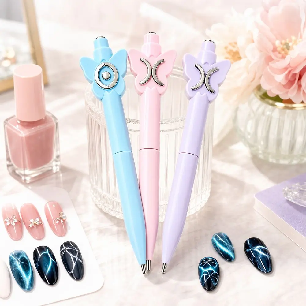 Multifunctional Magnets Cat Eye Magnetic Wand Durable Construction 5-in-1 Nail Art Magnet Tool Floral Pattern Effect