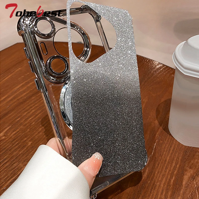 Shockproof GLITTER Plating Crystal Bracelet Magsafe Phone Holder Case For Xiaomi Redmi Note 13 Pro 13R 4G 5G Cover image 6