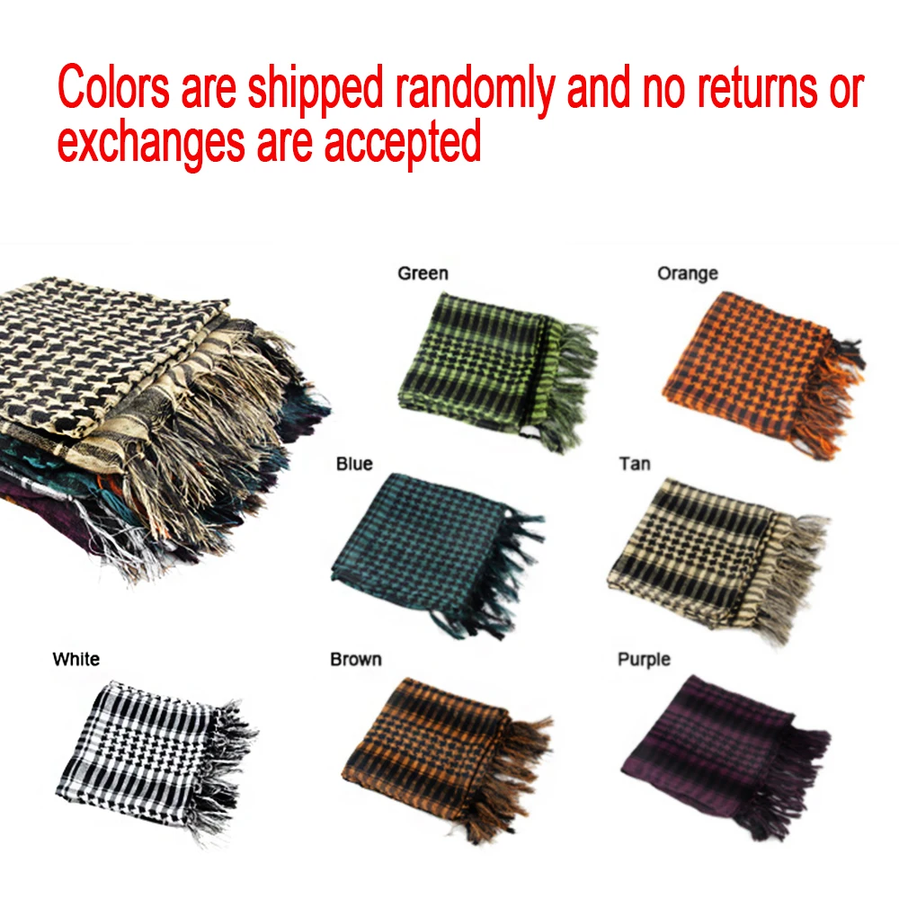 

Men Winter Arabic Designer Knitted Scarf Plaid Camouflage Square Cotton for Outdoor Tactical Hunting or Hiking