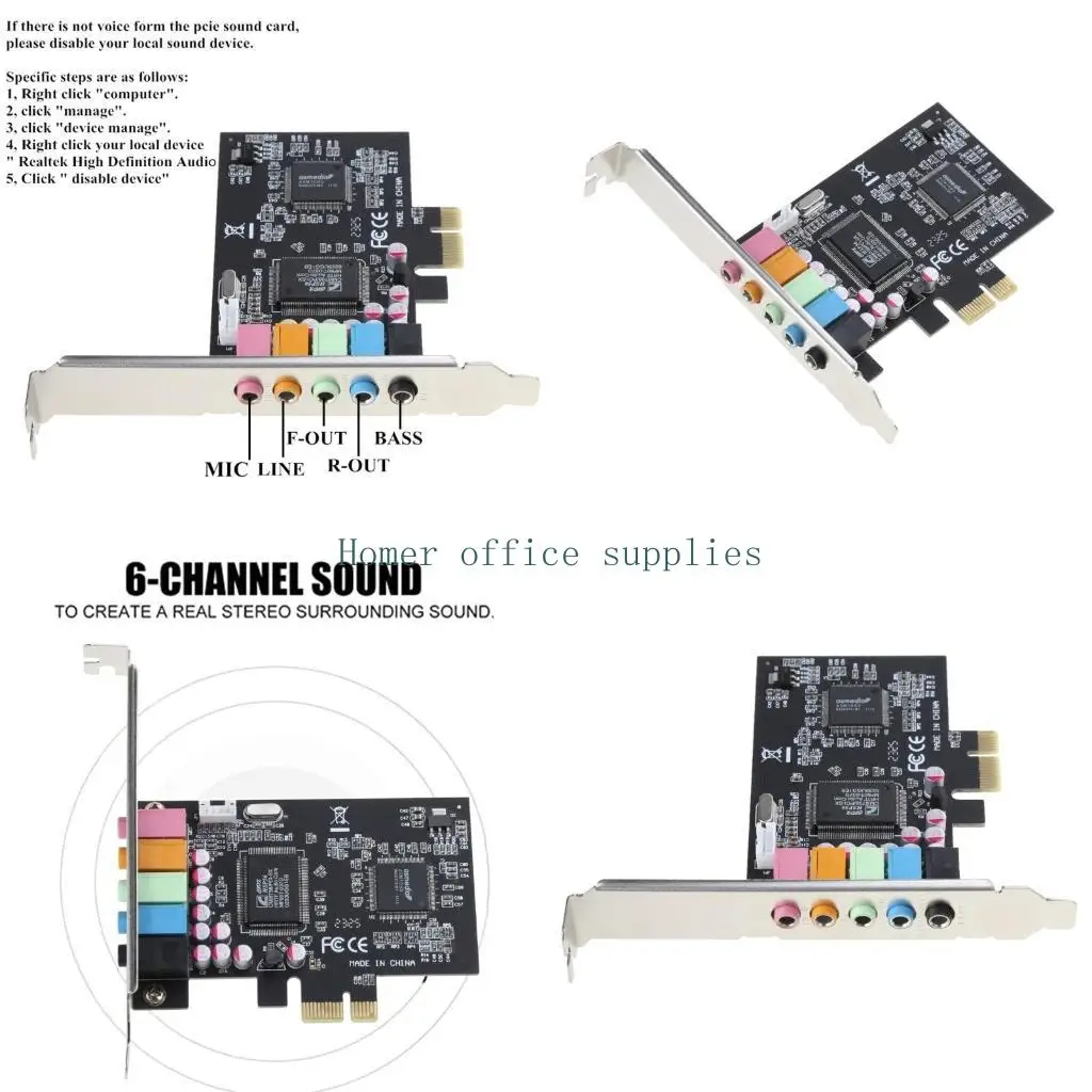 

K43B 6-канальная звуковая карта PCIe 5.1 3D стерео звуковая карта PCI-e CMI8738 чип 32/64 бит