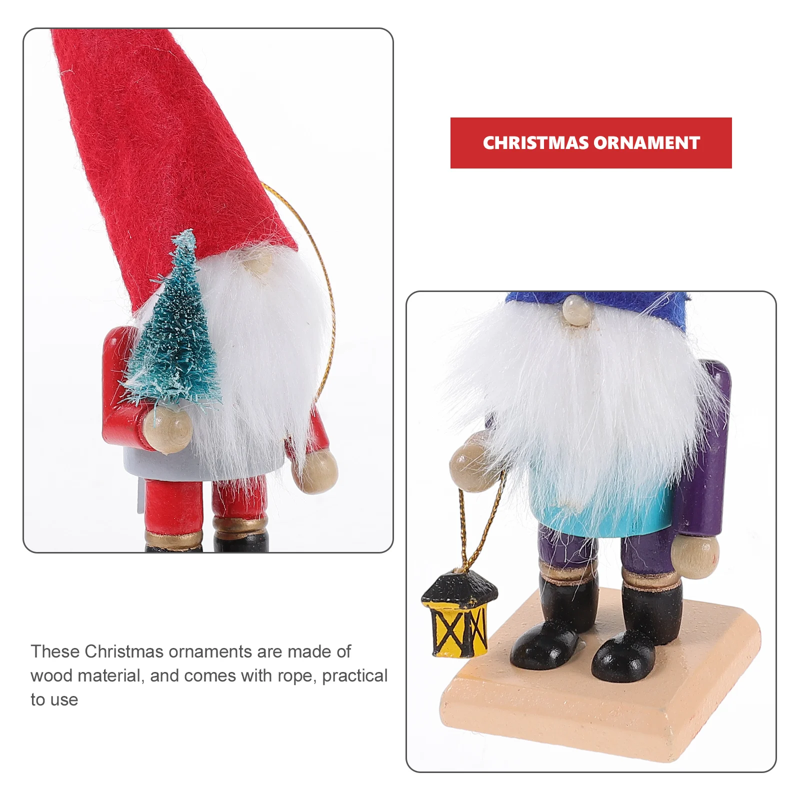 

4pcs Wooden Santa Claus Nutcracker Ornament Christmas Table Decoration Desktop Gnome Nutcrackers Craft Xmas Party Favor Gift For