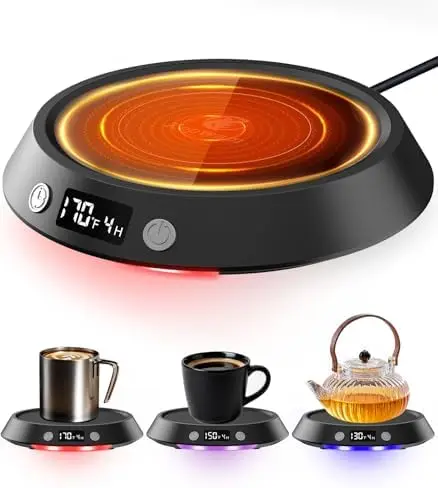 

Kepwam 50W Coffee Mug Warmer with 3 Temp Settings & Timer – LED Desk Cup Warmer for Home & Office