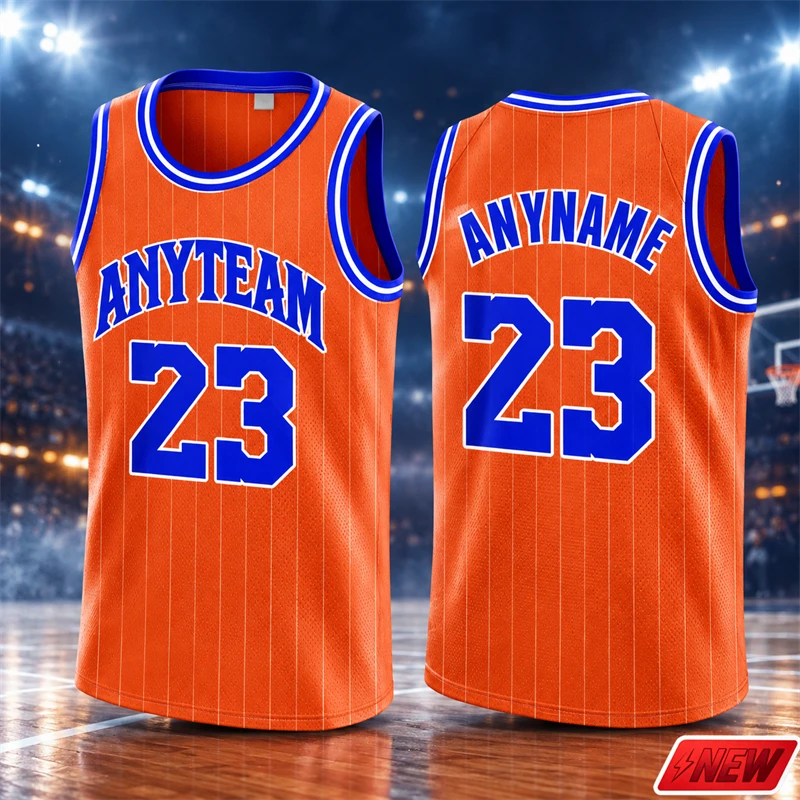 Custom Jersey Men DIY Custom Text Number Sleeveless Sports Vest Basketball Jersey 3D Print Vertical Striped Pattern Top Unisex