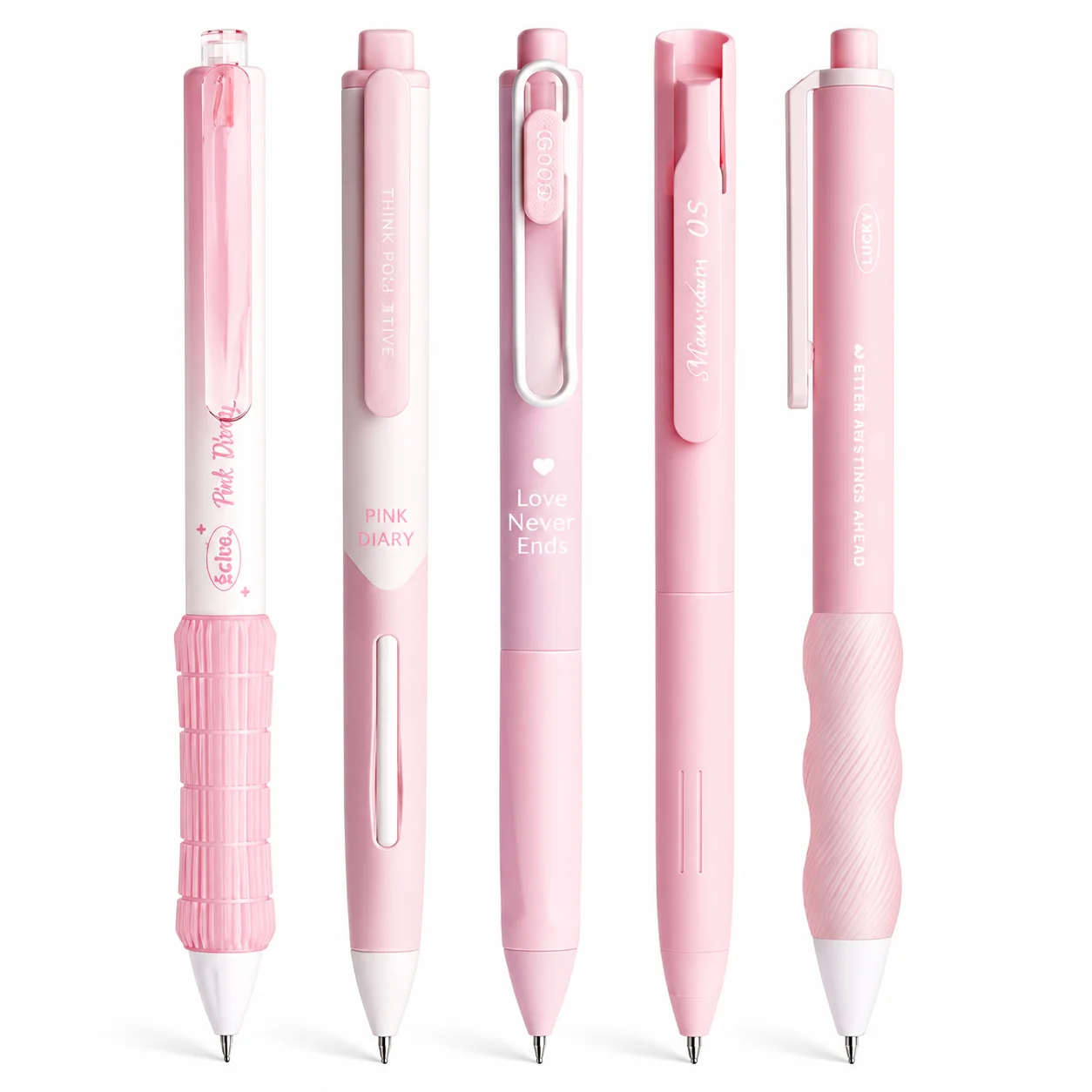5PCS Pink Retractable Gel Pen Set 0.5mm Black Ink Fine Point Writing Pens for Planner Journal School Office Stationery