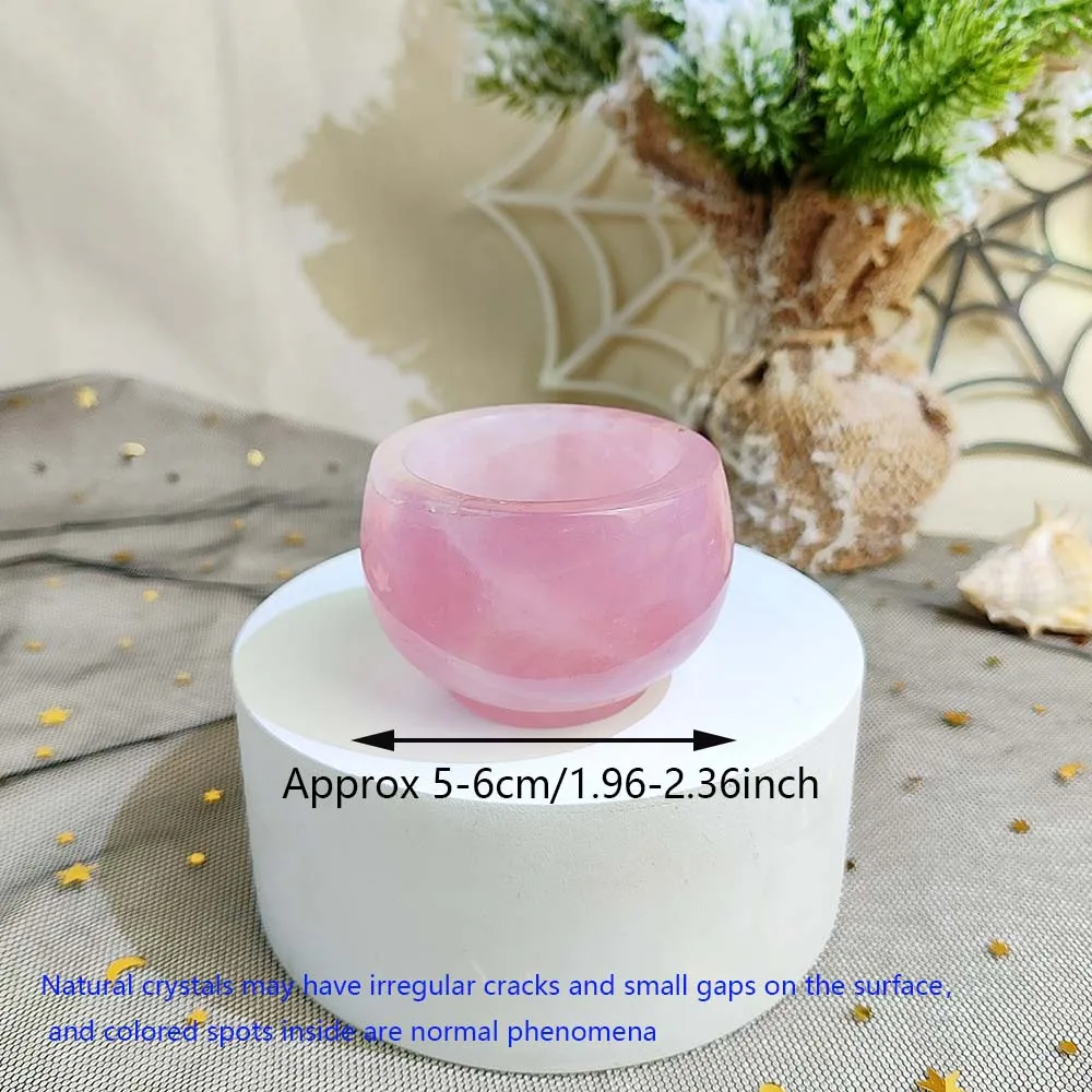 Customize Natural Crystal Hand Carved Rose Quartz Tea Cup Bowl Hand Carving Healing Reiki Stone Ornaments Home Decor Gems Gift