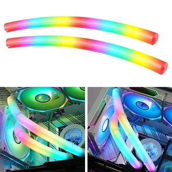 Luminous Silicone Tube Sleeve, Water Cooling Raditor, Soft Tube, ARGB Vest, Computer Case Decoração, 5V, 3Pin, 2 Pcs