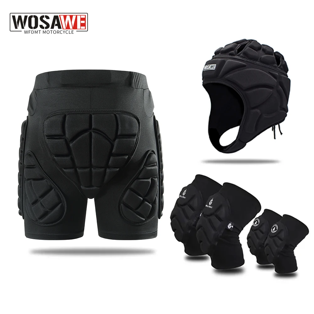 WOSAWE Outdoor Sports Ski Skate Snowboard Protection Motorcycle Hip Padded Shorts Eblow Pads Knee Pads Headgear Skiing Protector