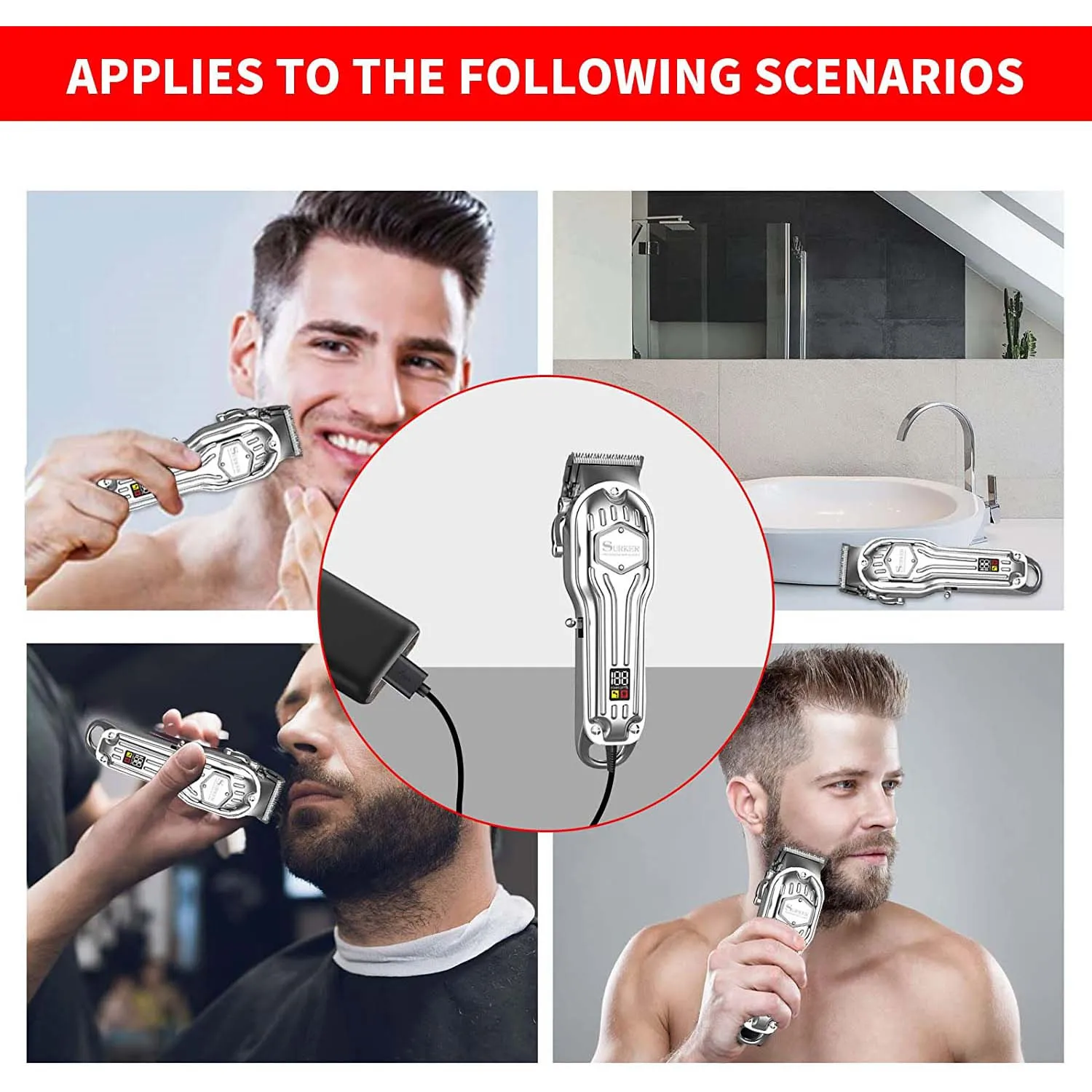 Hair Clipper Charger Cord Compatible with SURKER Mens Hair Grooming Trimmer K7S K7S-Silver K7S-Gold K9S SK-1616 Replacement Powe