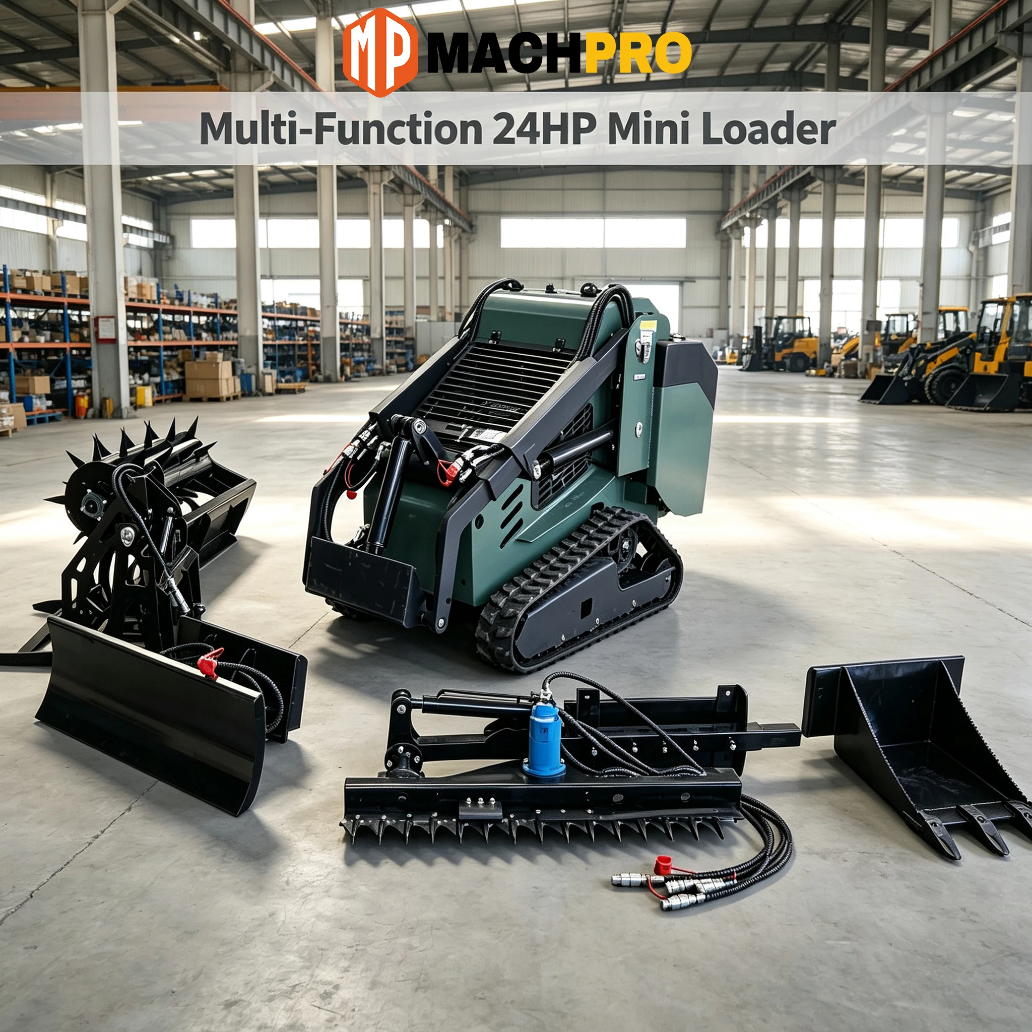 Mini Skid Steer Loader 13.5HP EPA Euro5 Certified 140kg Loading Capacity, Small Track Loader Customizable Engine Free Shipping