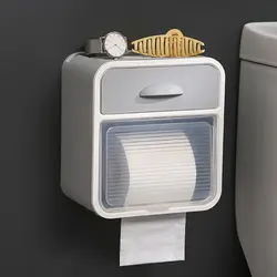 Toilet tissue box wall-mounted pumping paper box punch-free shelf waterproof storage box napkin paper box put paper box