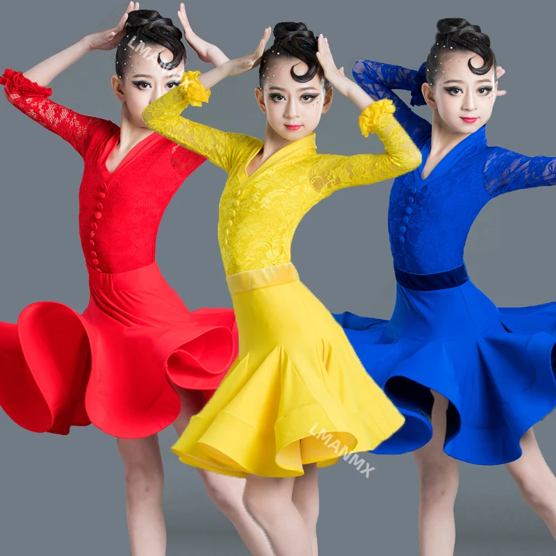 

3 Colors Children's Day Latin Dance Dress Kids Dresses For Girls Cha Cha Rumba Samba Jive Vestidos Dance Costume Ballrom Dancing