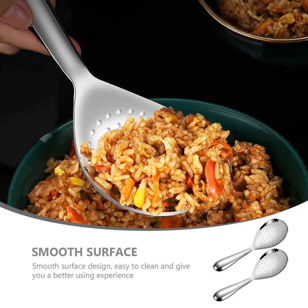 

2Pcs Stainless Steel Rice Spoon Set Non Stick 304 Easy Clean Kitchen Tools Food Scoop Large Safe Smooth Practical