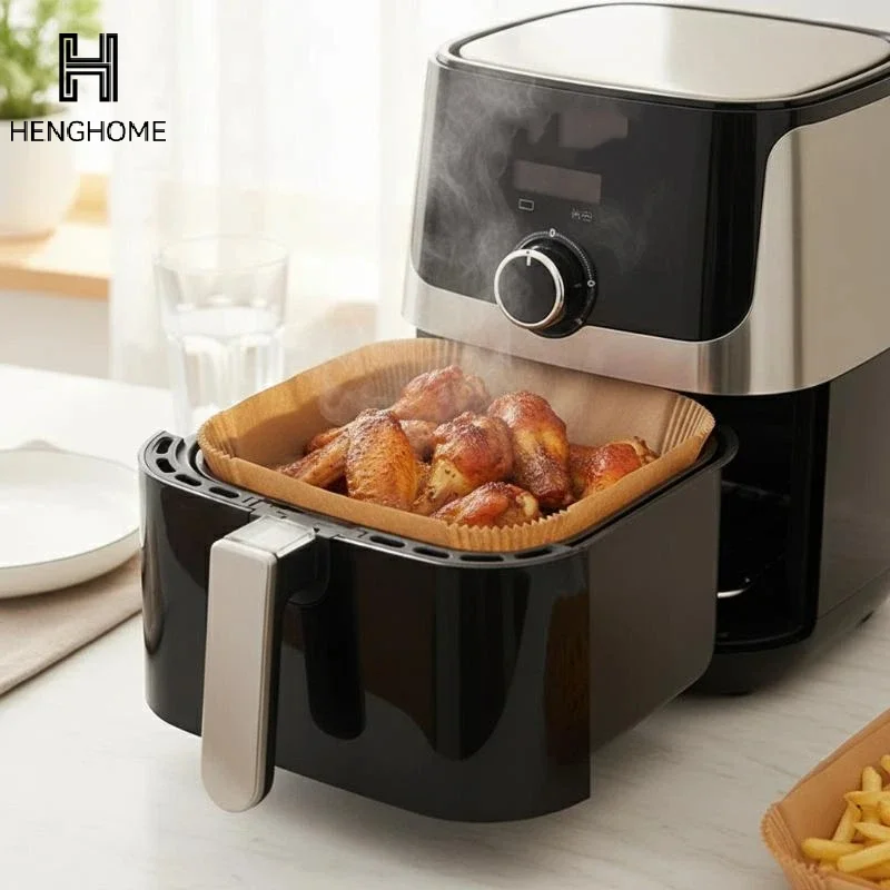 50pcs Rectangle Disposable Air Fryer Paper Non-Stick Airfryer Baking Paper Liner Oilproof Oven Pad Mat