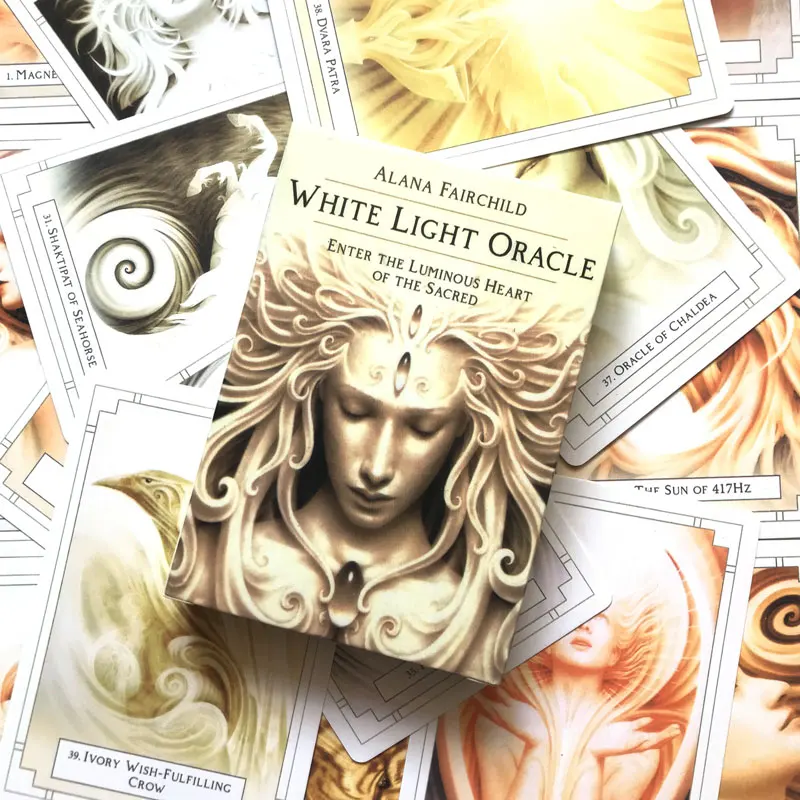 

Hot sales White Oracle Tarot Card Fate Divination Prophecy Card Family Party Game Tarot Toy 44 Card Deck PDF Guide