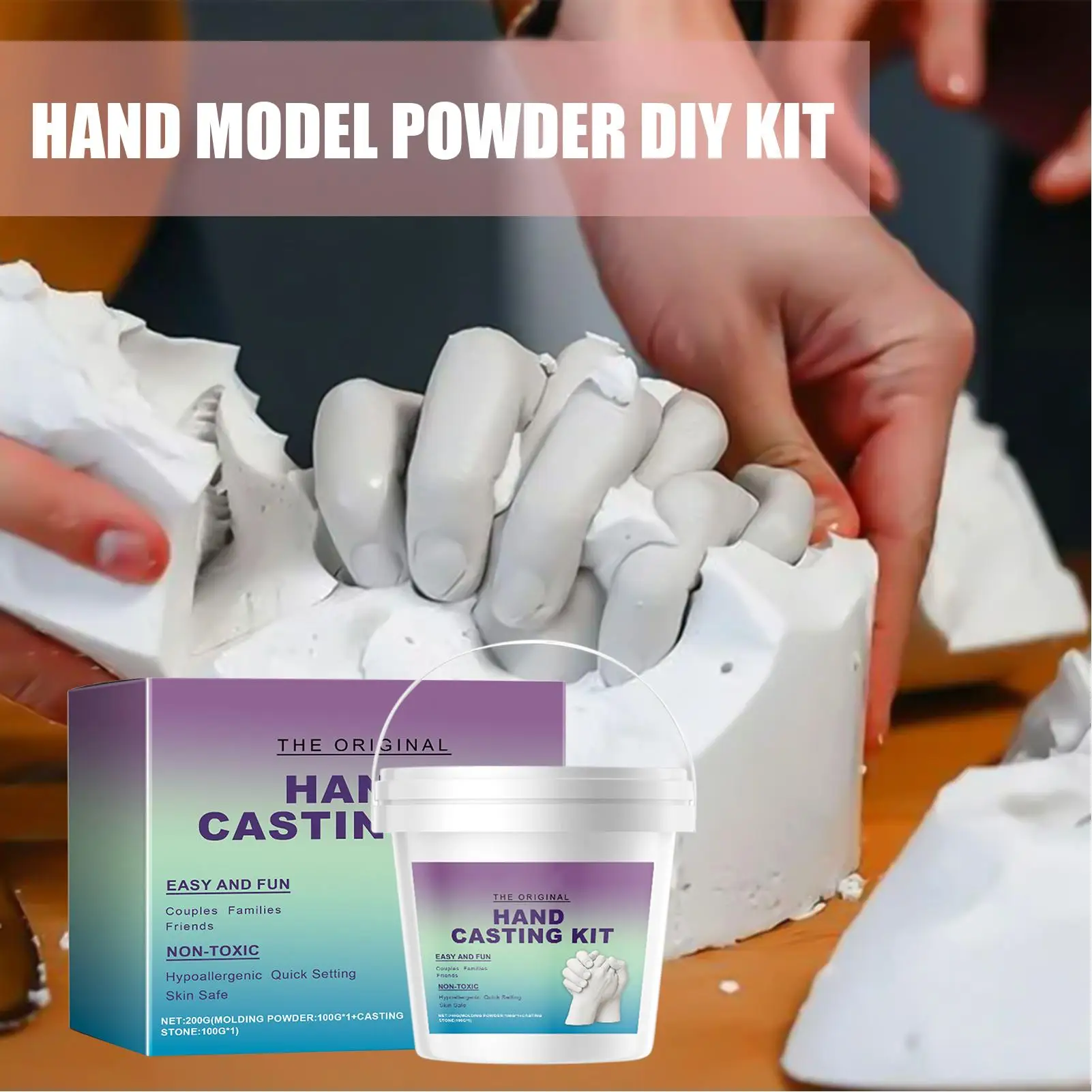 Handmade Plaster 3D Mold Casting Kits for Couples Romantic DIY Keepsake Sculpture Mould Craft Set with Gloves Memorial Gift