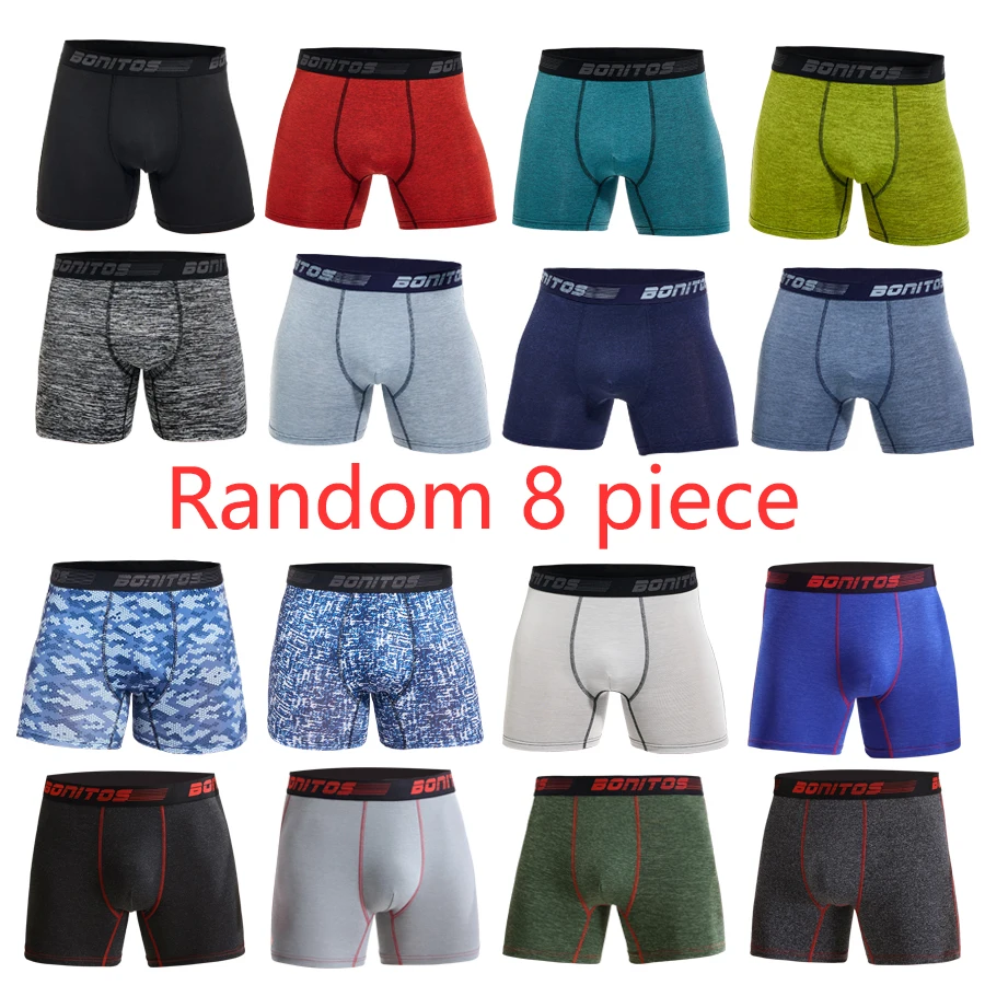 8 pçs aleatório homens boxers poliéster calcinha masculina roupa interior para homem boxershorts sexy dos homens cuecas quadradas confortável boxer curto