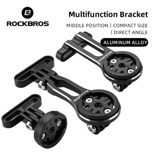 Imagen 2 del producto Soporte de bicicleta ROCKBROS, soporte de lámpara de luz delantera, soporte de extensión de aleación de aluminio para ordenador de bicicleta, soporte Wahoo Bryton Garmin
