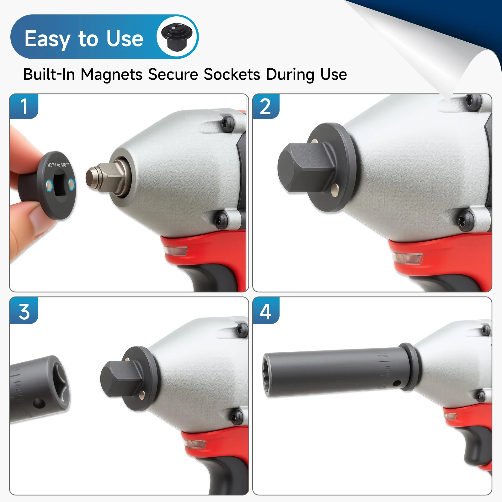 مجموعة محول سقاطة محرك أسود Cnsport 1/4 بوصة إلى 3/8 بوصة، 3/8 بوصة إلى 1/2 بوصة، 1/2 بوصة إلى 3/4 بوصة، 3/4 بوصة إلى 1 بوصة مجموعة محول مقبس منخفض المستوى